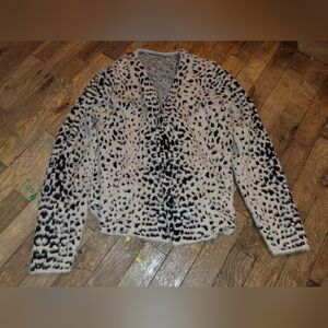 Stylish Leopard Cheetah Print Black Women's Sweater Cardigan
